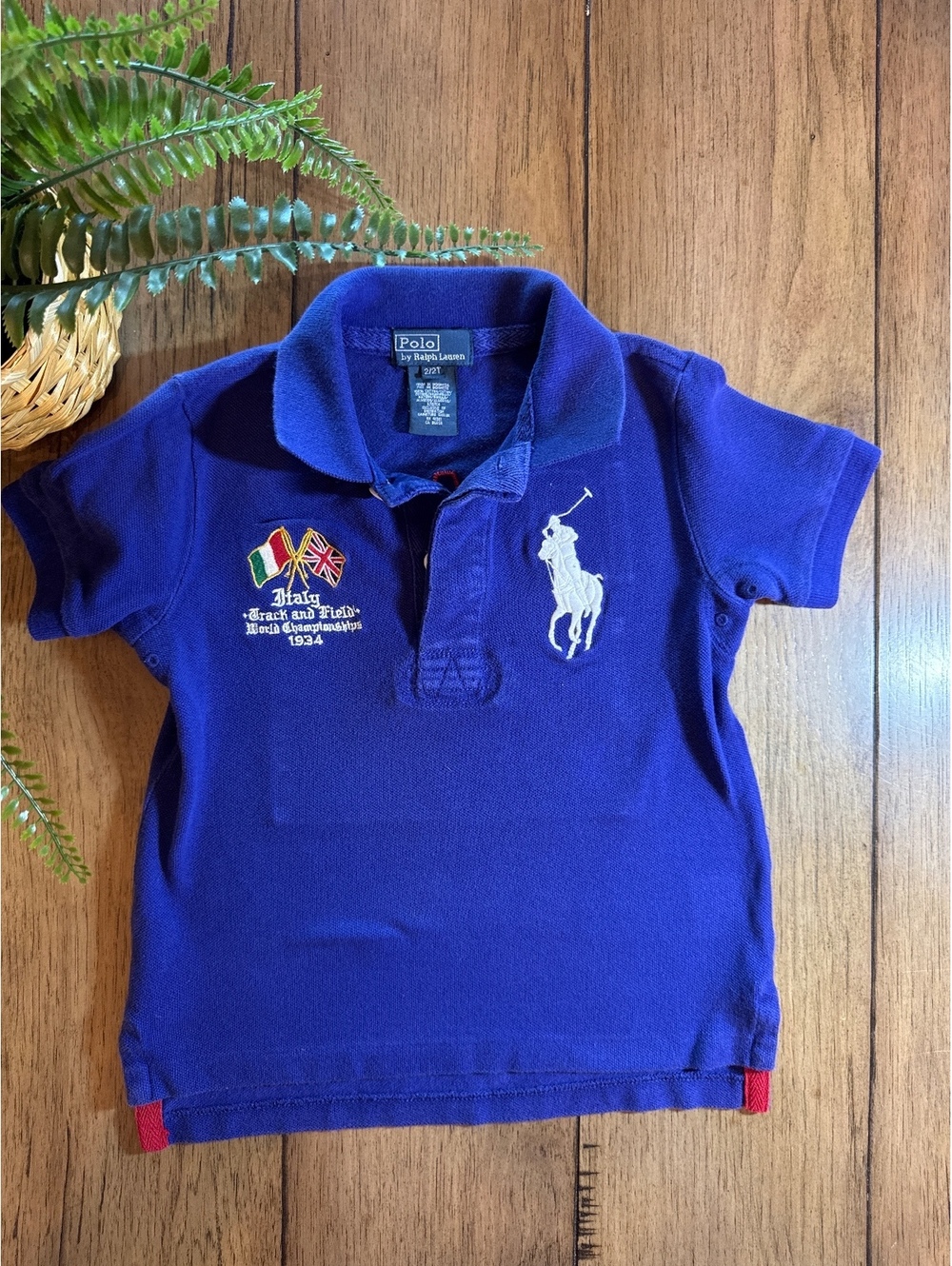 Vintage Polo Ralph Lauren Italy Track & Field Polo Shirt Blue 2T Toddler